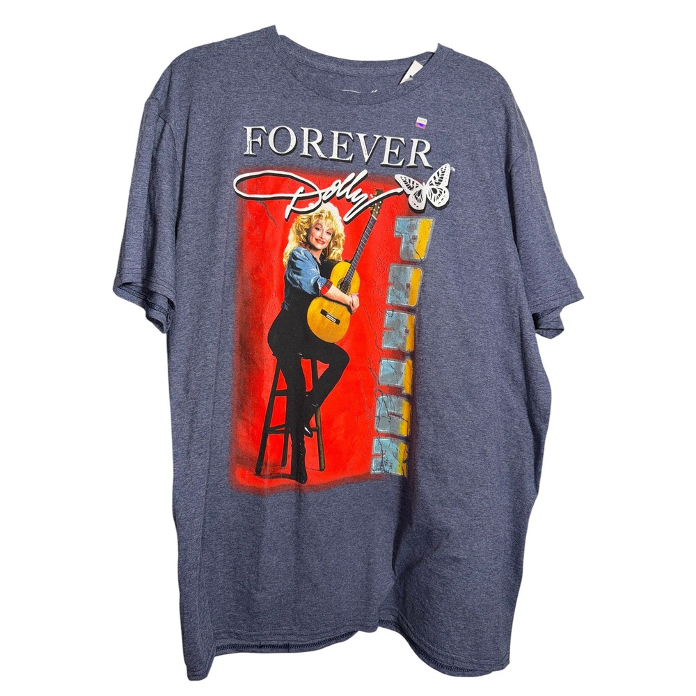 Dolly Parton Forever Dolly Graphic T-Shirt Heather Blue XL Short Sleeve NWT